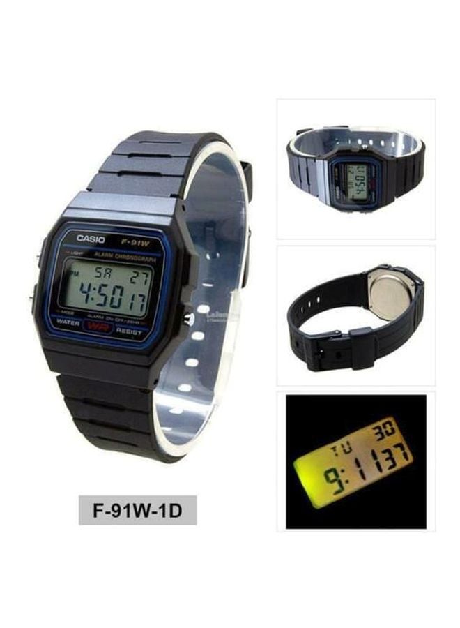 Men's Water Resistant Digital Watch F-91W-1D - 38 mm - Black