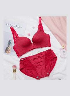 Women's Comfy Thin Bra Panty Set Red