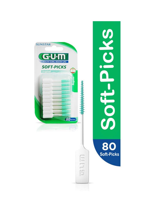 80-Piece Soft-Picks with Travel Case Green/White