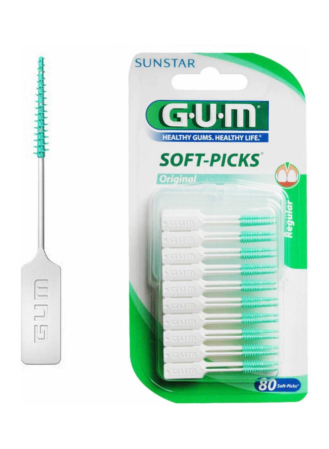 80-Piece Soft-Picks with Travel Case Green/White