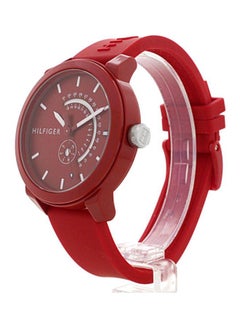 Men's Denim Round Shape Silicone Strap Analog Wrist Watch 44 mm - Red - 1791480 - v1619595811/N27229365A_4