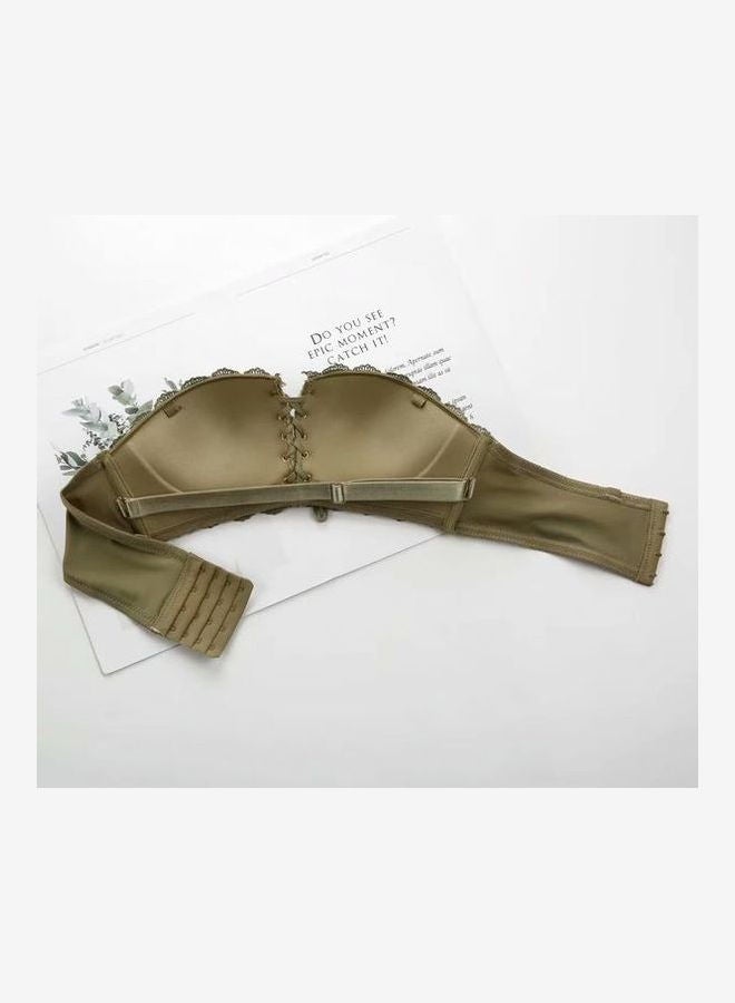 Generic - Women's Comfy Solid Colour Lace 3/4 Cup Bra and Panty Set Green - Image 1