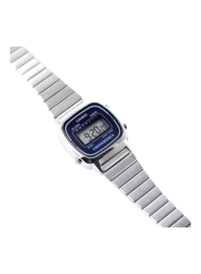 كاسيو ساعة يد رقمية بسوار من الإستانلس ستيل طراز LA670WA-2DF مقاس 30 مم - لون فضي للنساء - Image 3