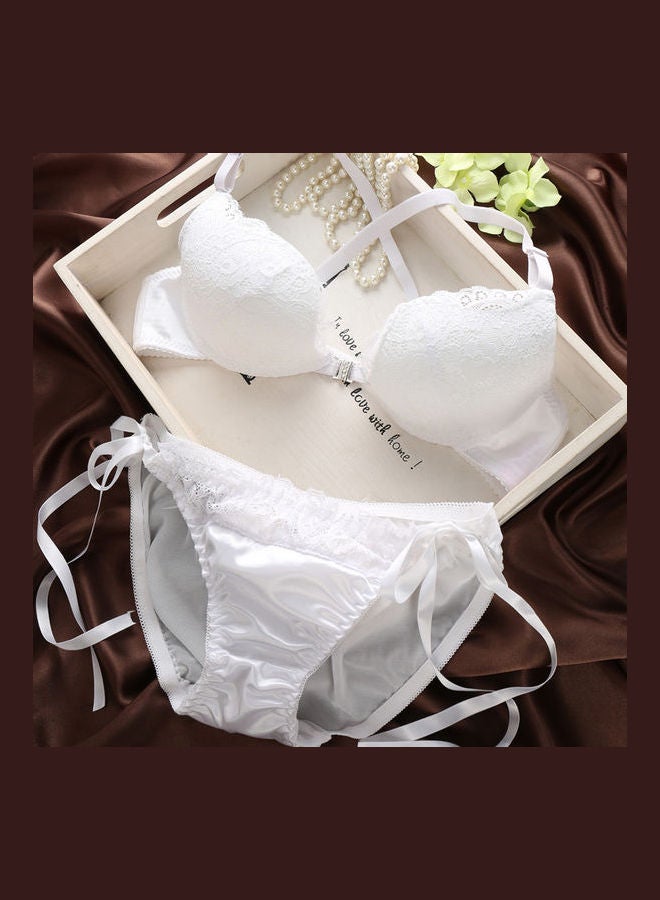 Comfy Solid Colour Lace Thin Bra Panty Set White