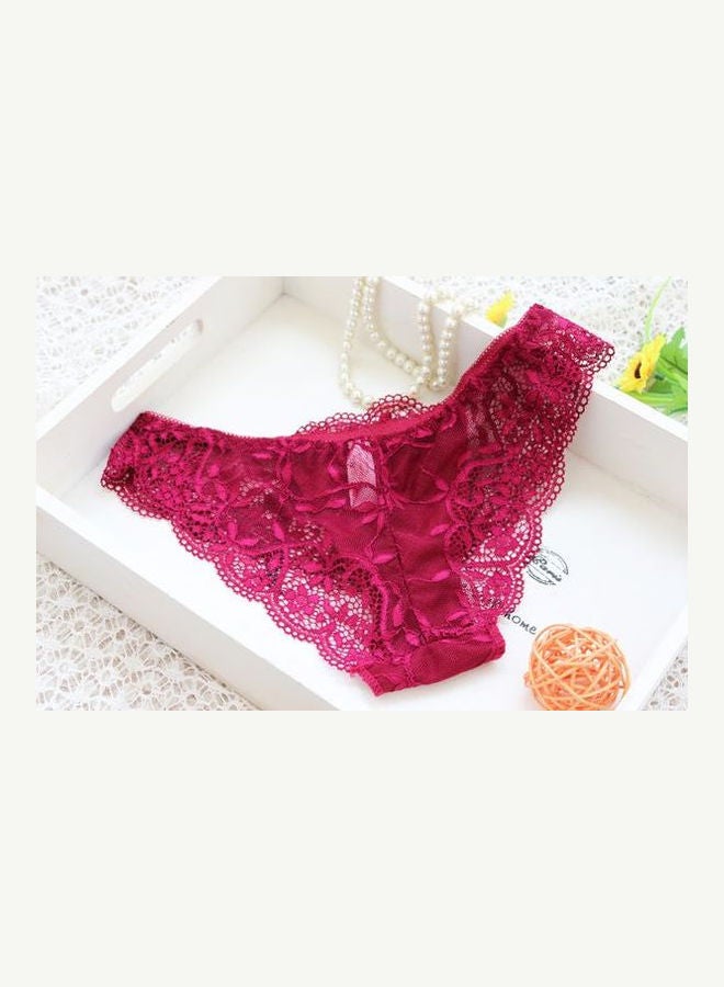 Generic - Comfy Solid Colour Lace Thin Bra Panty Set Pink - Image 1