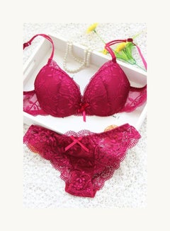 Comfy Solid Colour Lace Thin Bra Panty Set Pink