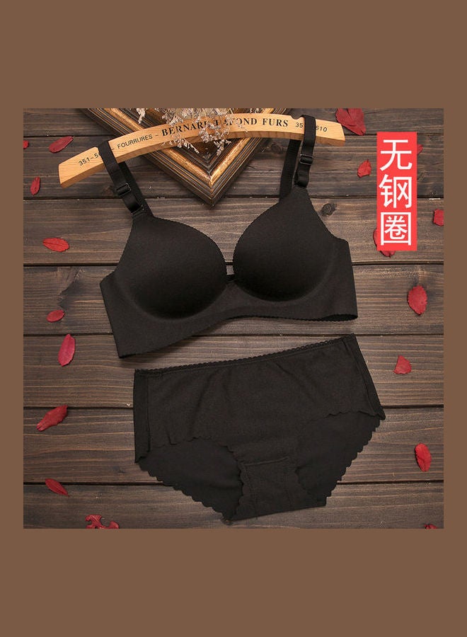 Generic - Women Comfy Lace Beauty Back Thin Bra Panty Set Black - Image 1
