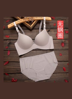 Generic Comfy Solid Colour Lace Thin Bra Panty Set Grey 
