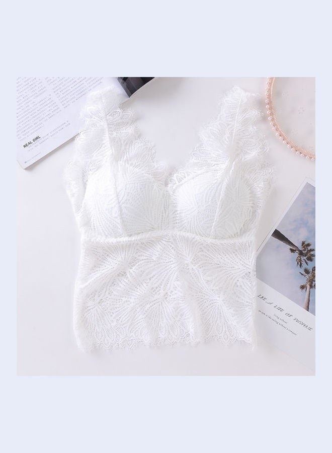 Padded Lace Bralette Bra Camisole Crop Top White 