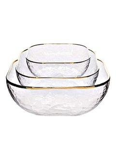 XiuWoo 3-Piece Creative Fruit and Vegetable Phnom Penh Glass Bowl Clear/Golden 280, 550, 1100ml  - Image 1