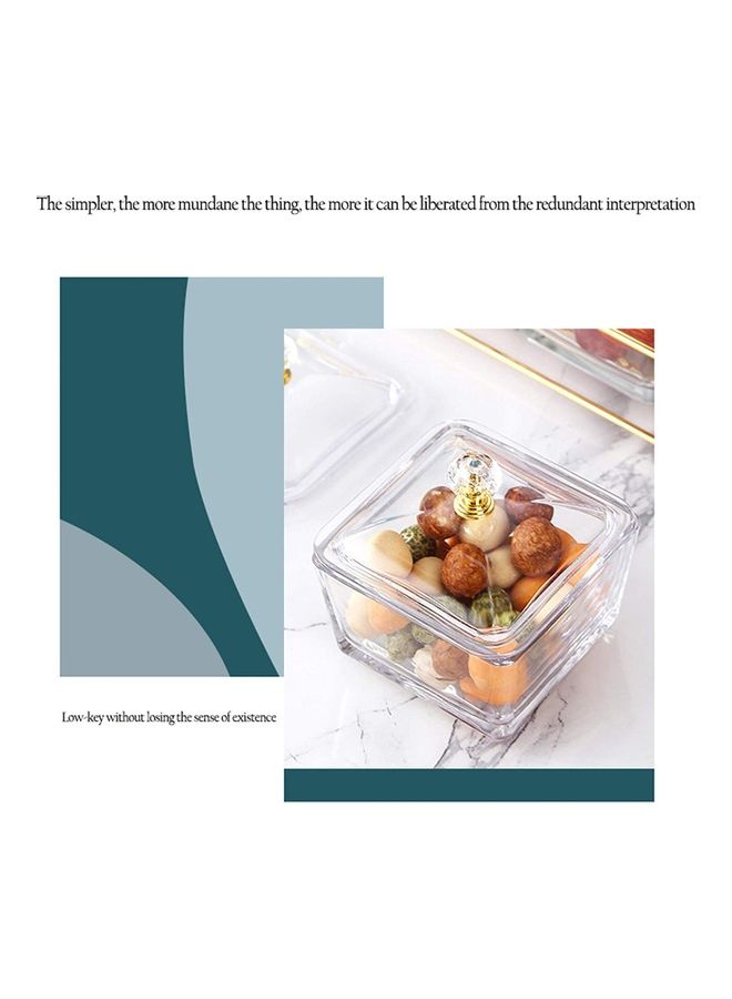 XiuWoo 3-Piece Condiment Server Dishes with Bracket Clear/Golden 7.5 x 9.5 x 33cm - Image 4