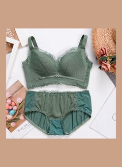 Women Comfy Lace Beauty Back Thin Bra Panty Set Green