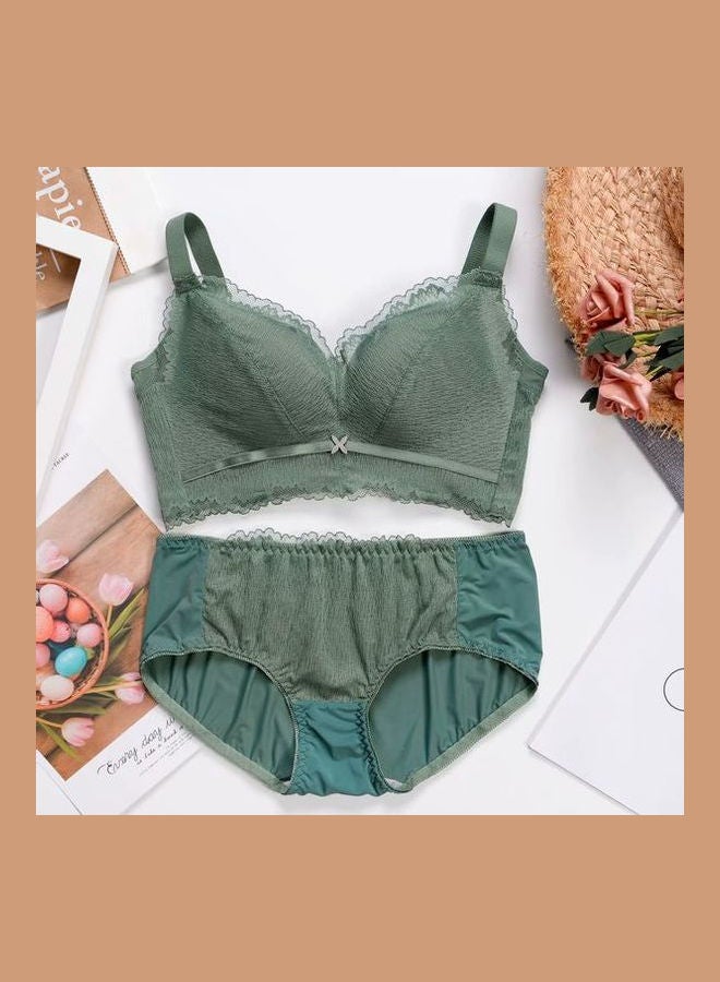 Generic - Women Comfy Lace Beauty Back Thin Bra Panty Set Green - Image 1