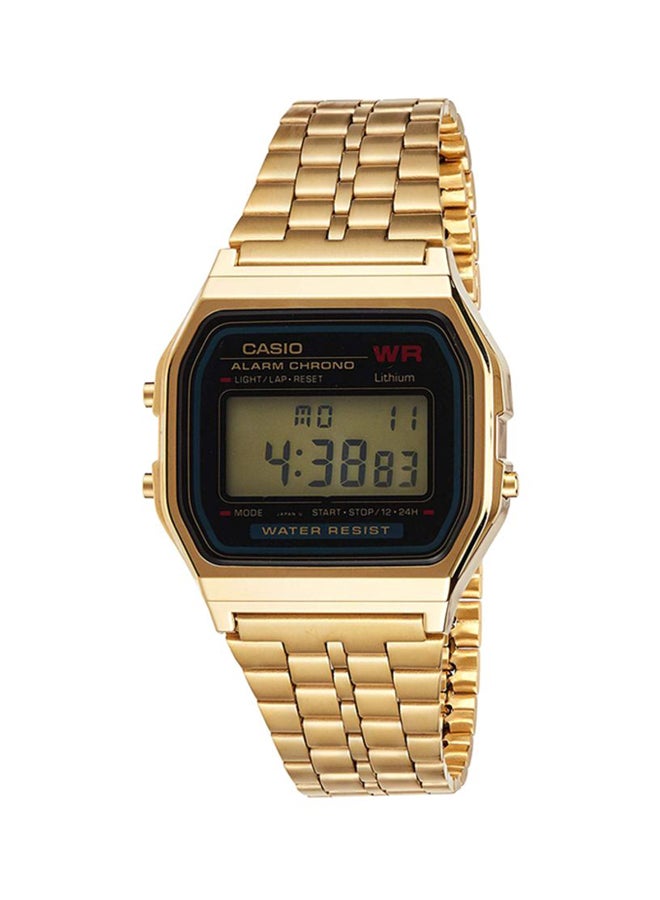 كاسيو ساعة يد رقمية مقاومة للماء بسوار من الإستانلس ستيل طراز A159WGE-1DF مقاس 34 مم - لون ذهبي للرجال - Image 1