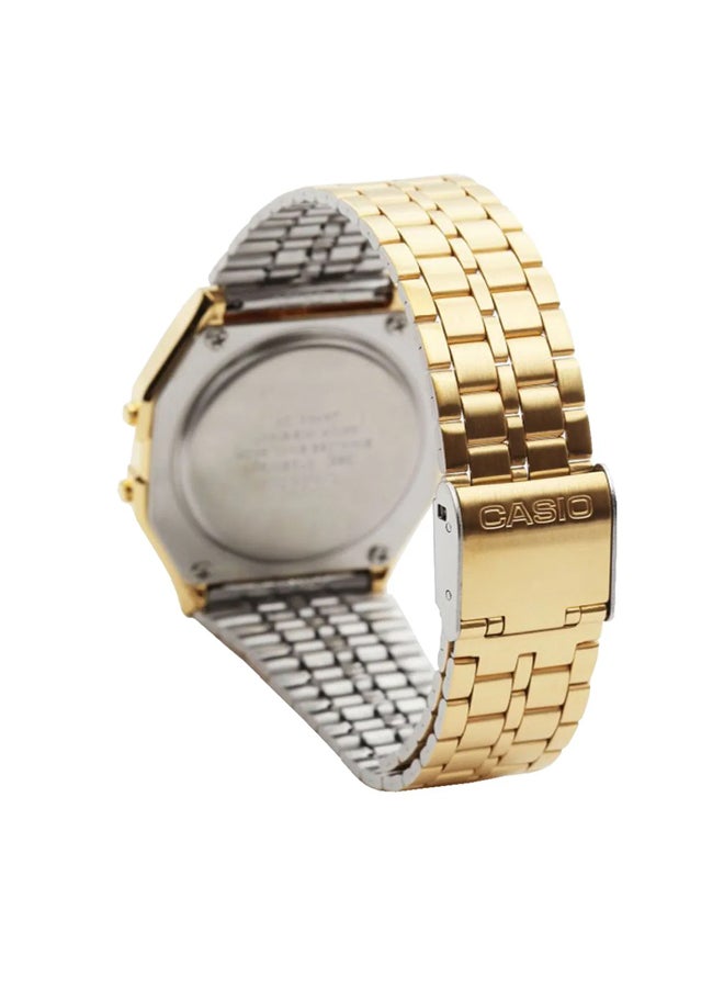 كاسيو ساعة يد رقمية مقاومة للماء بسوار من الإستانلس ستيل طراز A159WGE-1DF مقاس 34 مم - لون ذهبي للرجال - Image 4