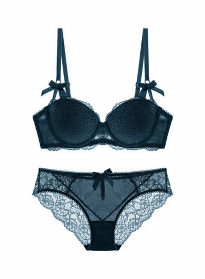 Generic - Women Comfy Lace Beauty Back Thin Bra Panty Set Green - Image 1