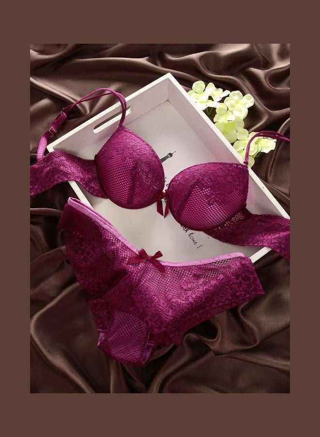 Generic - Women Comfy Lace Beauty Back Thin Bra Panty Set Pink - Image 1