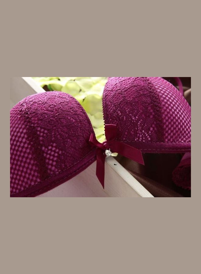 Generic - Women Comfy Lace Beauty Back Thin Bra Panty Set Pink - Image 1