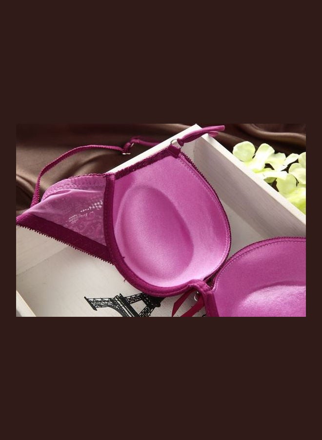 Generic - Women Comfy Lace Beauty Back Thin Bra Panty Set Pink - Image 1