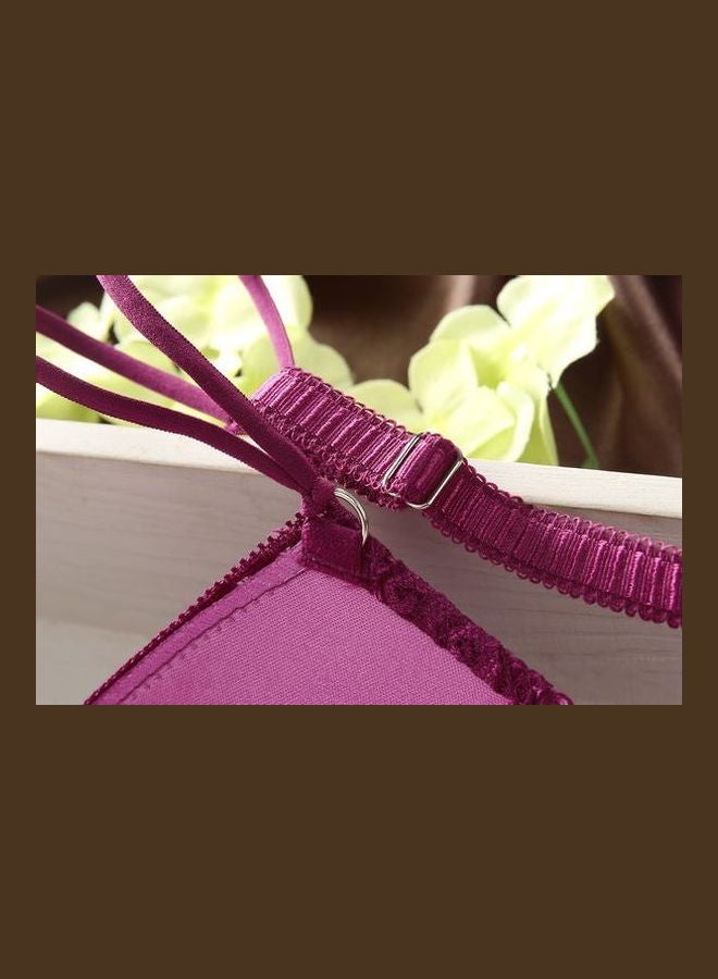 Generic - Women Comfy Lace Beauty Back Thin Bra Panty Set Pink - Image 1