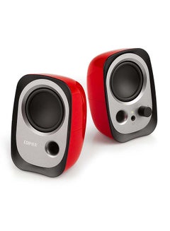 R12U USB Powered Speakers with Easy Connections - Best Design Angle - Convenient Control 3.5mm AUX- Compact Powerful Red