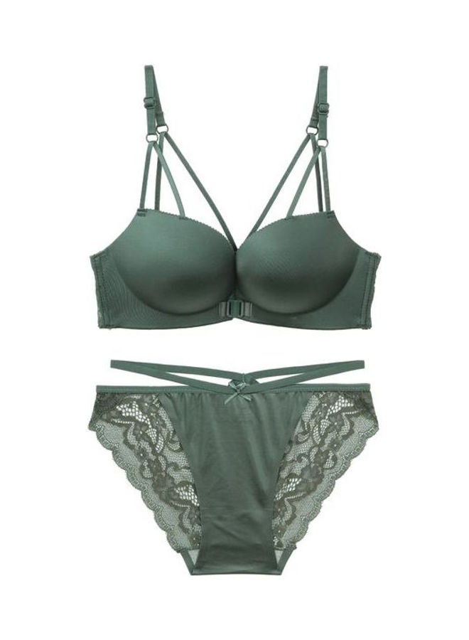 Generic - Women Comfy Lace Beauty Back Thin Bra Panty Set Green - Image 1