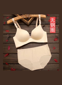 Generic Women Comfy Lace Beauty Back Thin Bra Panty Set Beige  - Image 1