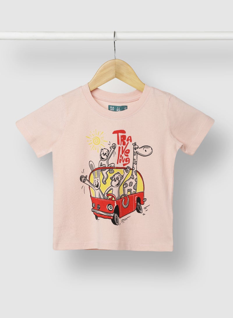 RAHA Boys Printed Cool T-Shirt Light Orange - Image 1