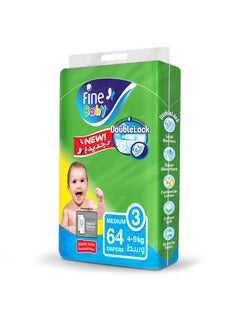 64 Pieces Baby Diaper, Size 3,Medium 4-9 Kg,Jumbo Pack