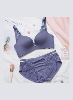 Generic Women Comfy Lace Beauty Back Thin Bra Panty Set Blue  - Image 1