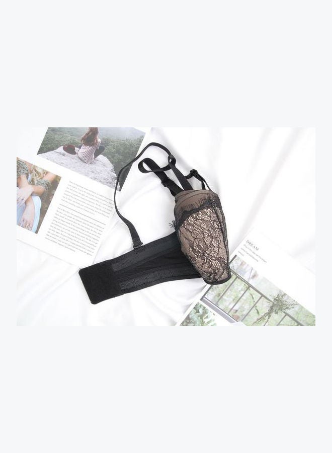 Generic - Comfy Solid Colour Lace Thin Bra Panty Set Black/Beige - Image 1