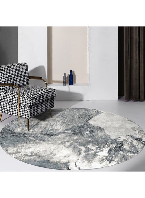Decorative Anti-skid Round Mat Polyester Round Grey 120x120cm