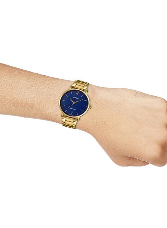 CASIO Women's Stainless Steel Analog Quartz Wrist Watch LTP-VT01G-2BUDF Navy/Gold - 40 mm - Gold  - Image 4