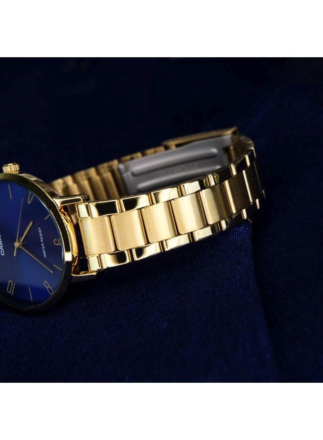 CASIO Women's Stainless Steel Analog Quartz Wrist Watch LTP-VT01G-2BUDF Navy/Gold - 40 mm - Gold  - Image 5