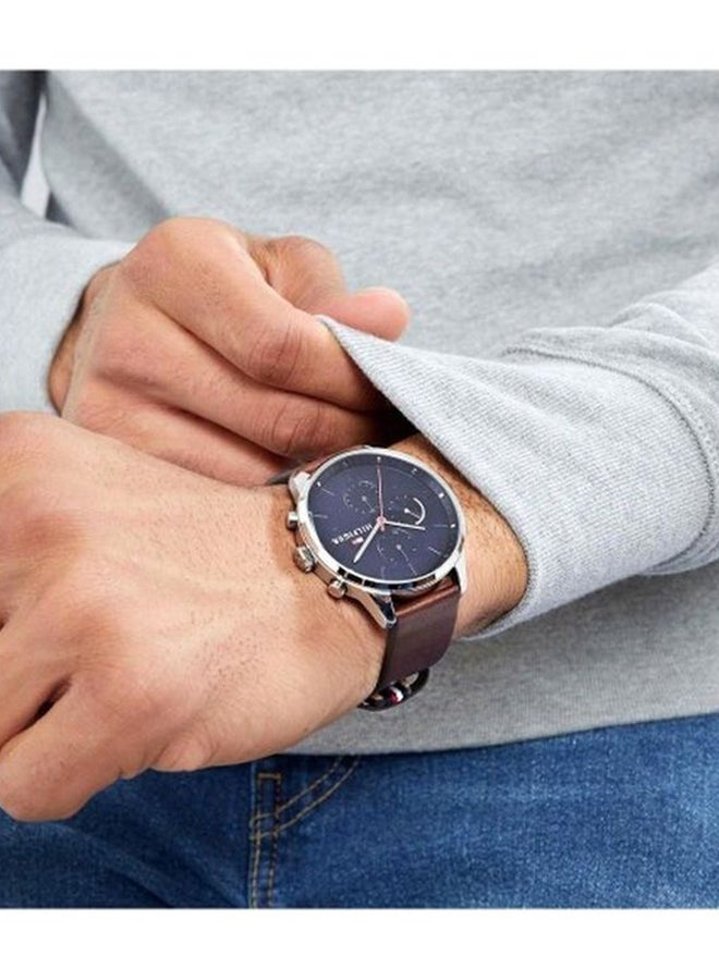 TOMMY HILFIGER - Men's Chase Round Shape Leather Band Analog Wrist Watch 44 mm - Brown - 1791487 - Image 1