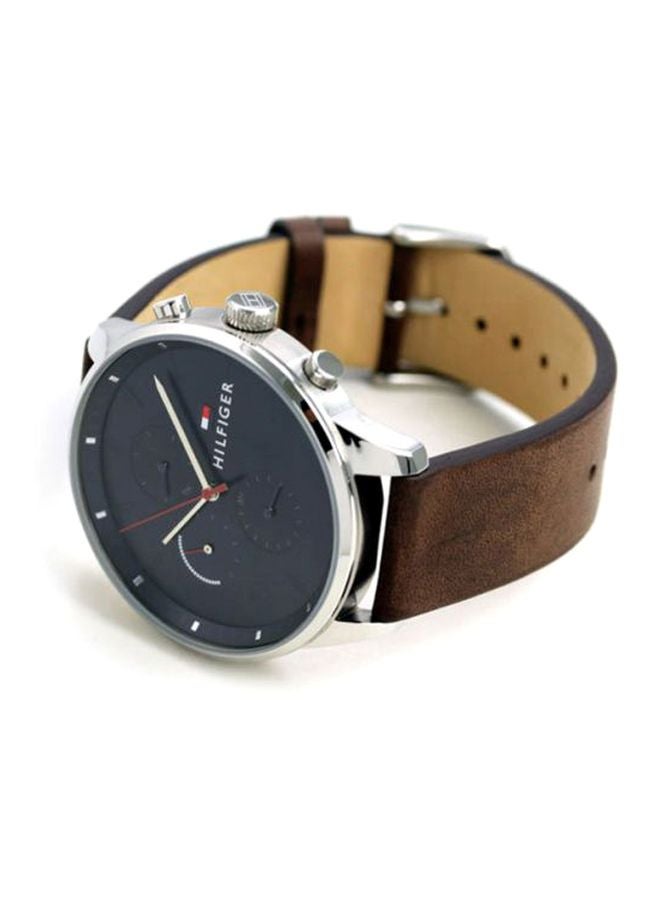 TOMMY HILFIGER - Men's Chase Round Shape Leather Band Analog Wrist Watch 44 mm - Brown - 1791487 - Image 1