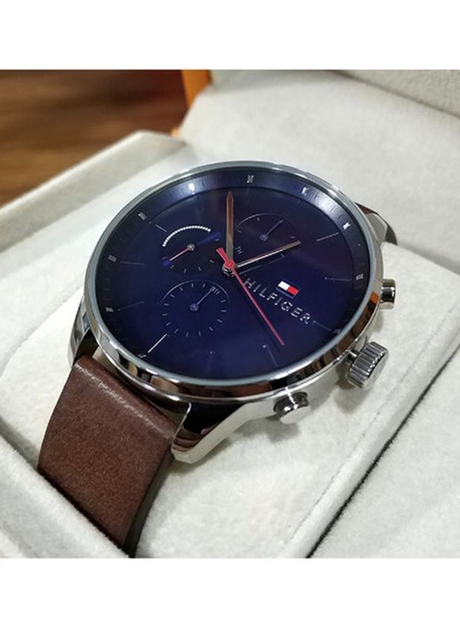 TOMMY HILFIGER - Men's Chase Round Shape Leather Band Analog Wrist Watch 44 mm - Brown - 1791487 - Image 1