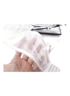 Generic Comfy Solid Colour Lace Thin Bra Panty Set White  - Image 3