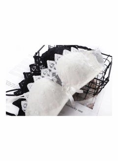 Generic Comfy Solid Colour Lace Thin Bra Panty Set White  - Image 4