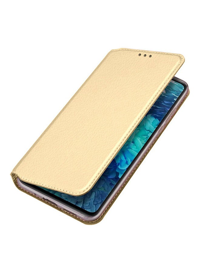 دبليو تيك غطاء حماية قلاب وقابل للطي بتصميم محفظة لهاتف سامسونج جالاكسي S20 ألترا 5G ذهبي - Image 1