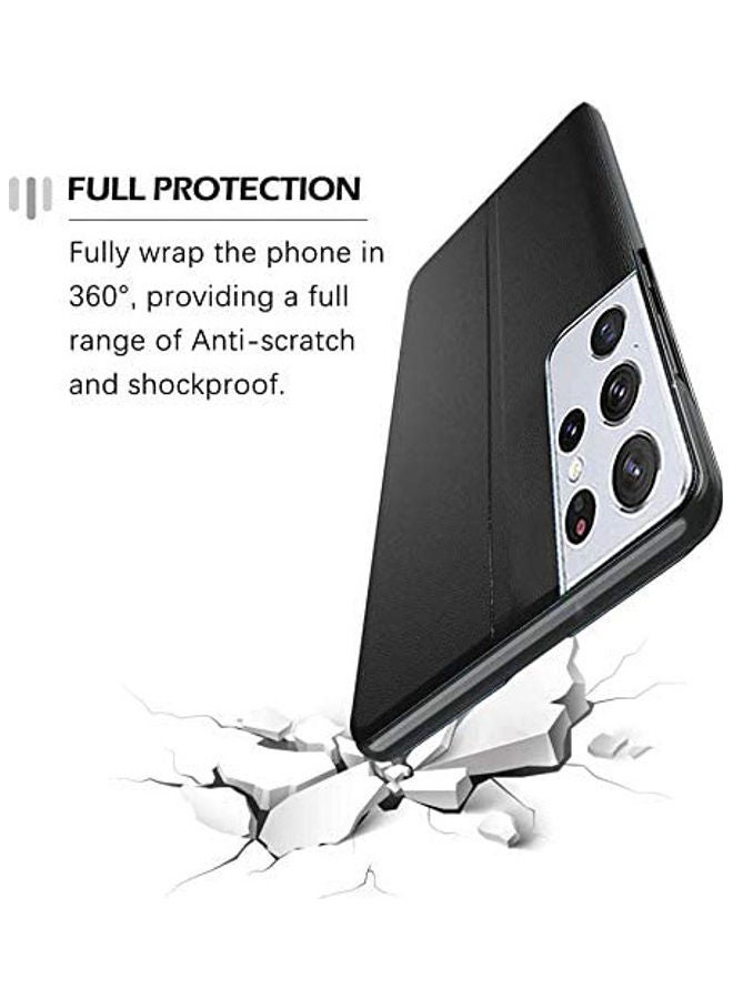 Wtech Smart Flip Case Cover With Translucent Window For Samsung Galaxy S21 Ultra 5G Black Black - Image 5