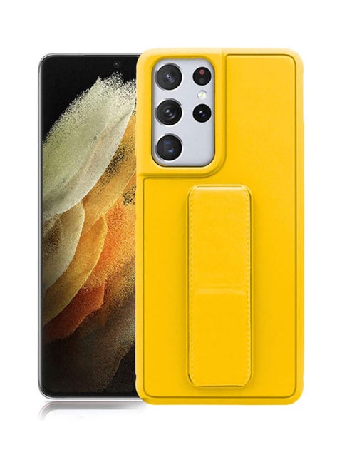 Hand Band Grip Case Cover For Samsung Galaxy S21 Ultra Yellow