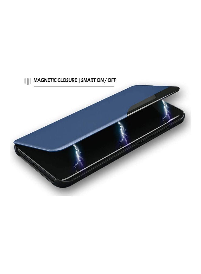 دبليو تيك غطاء حماية قلاب ذكي مع نافذة شفافة لهاتف سامسونج جالاكسي S21 5G أزرق - Image 4