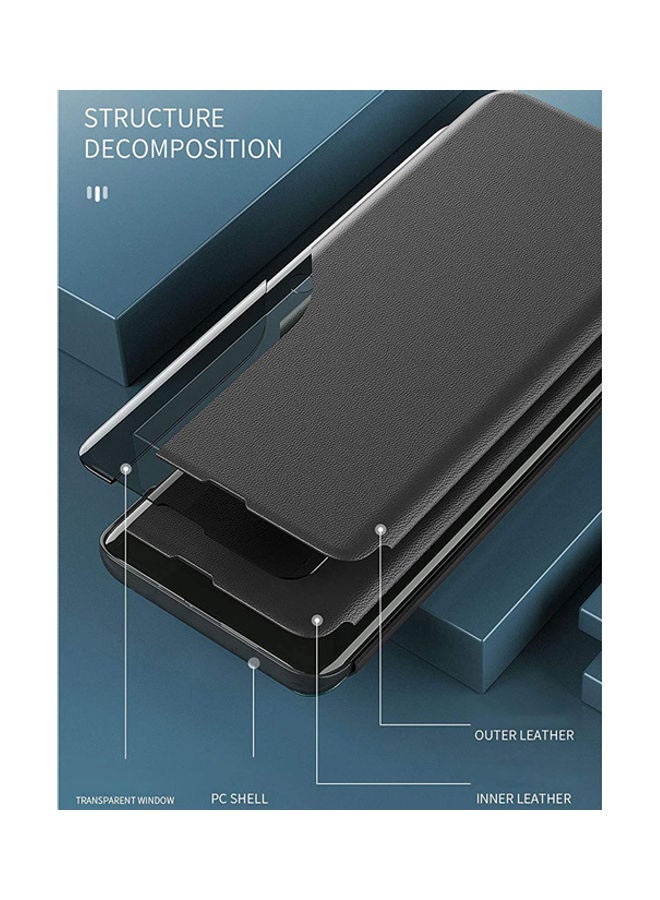 دبليو تيك غطاء حماية قلاب ذكي مع نافذة شفافة لهاتف سامسونج جالاكسي S21 بلس 5G أسود - Image 3