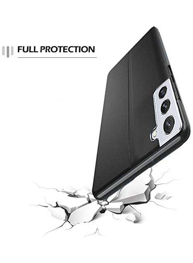 دبليو تيك غطاء حماية قلاب ذكي مع نافذة شفافة لهاتف سامسونج جالاكسي S21 بلس 5G أسود - Image 5