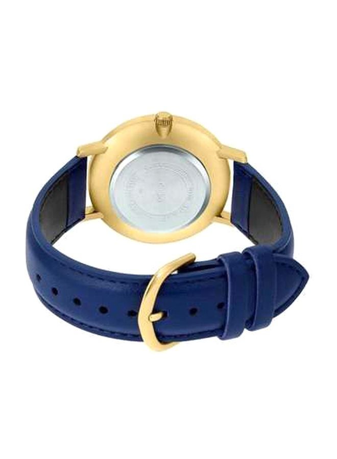 CASIO - Men's Leather Analog Quartz Wrist Watch MTP-VT01GL-2B2UDF Blue/Gold - 40 mm - Blue - Image 1