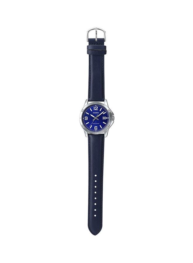 CASIO - Women's Leather Round Shape Analog Watch LTP-V004L-2BUDF - 35 mm - Blue - Image 1