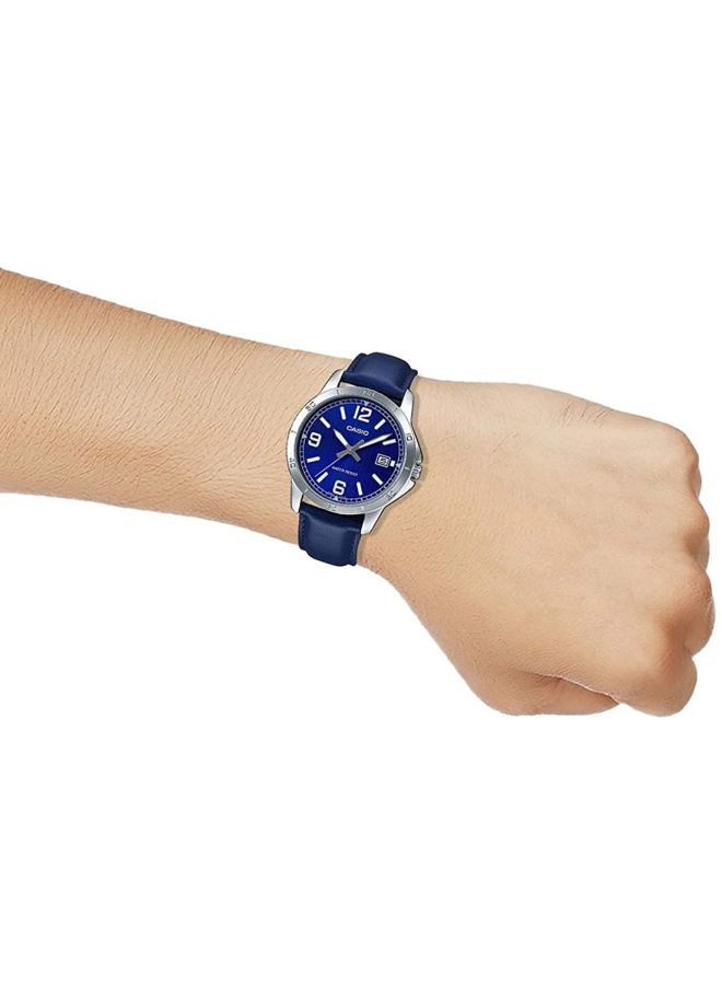 CASIO - Women's Leather Round Shape Analog Watch LTP-V004L-2BUDF - 35 mm - Blue - Image 1
