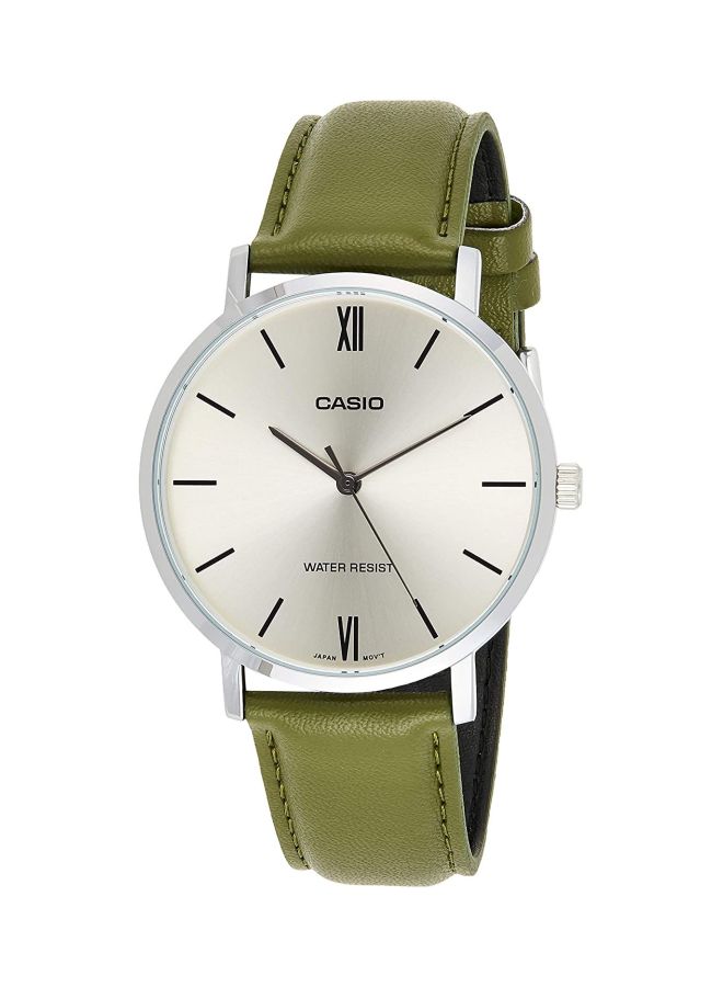 CASIO Men's Leather Analog Wrist Watch MTP-VT01L-3BUDF - 40 mm - Green  - Image 1