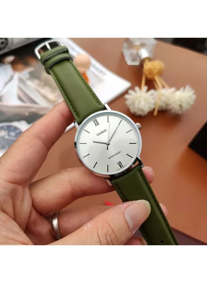 CASIO Men's Leather Analog Wrist Watch MTP-VT01L-3BUDF - 40 mm - Green  - Image 5